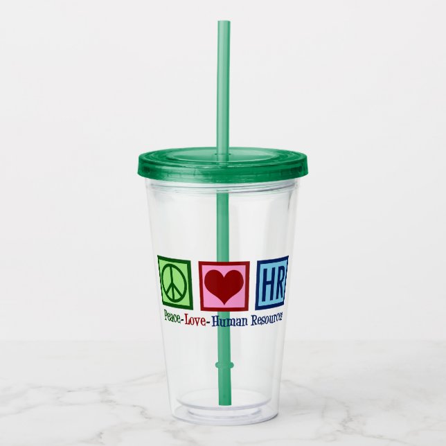 Vaso Acrílico Recursos Humanos Paz Amor Oficina de Recursos Huma (Anverso)