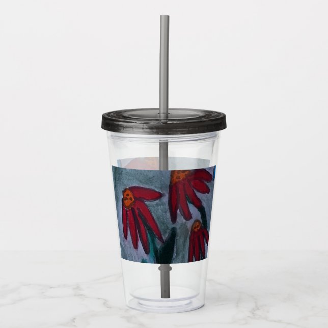 Vaso Acrílico Red Daisies (Anverso)
