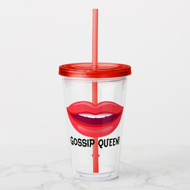 Vaso Acrílico Red Lip Gossip Queen Tumbler (Anverso)