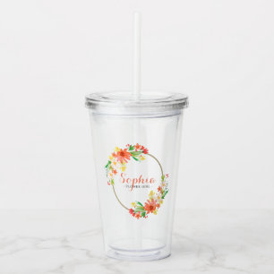 Vaso Acrílico Regalo amarillo rosado coralino del florista de la