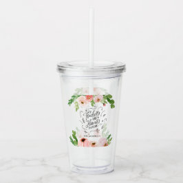 Vaso Acrílico Regalo de agradecimiento floral rosa de Rubor