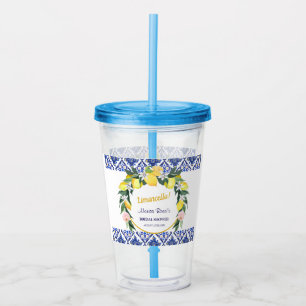 Vaso Acrílico Regalo de Despedida de Soltera Limoncello con Azul