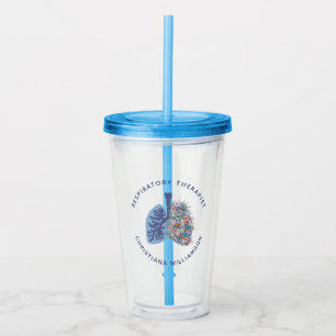 Vaso Acrílico Regalo de pulmones florales de terapeuta respirato