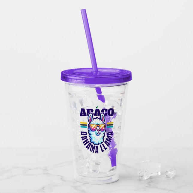 Vaso Acrílico Regalo de recuerdo de Bahamas: Abaco Bahamas Llama (Anverso (hielo))