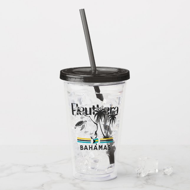 Vaso Acrílico Regalo de recuerdo de Bahamas : Bandera de Eleuthe (Anverso (hielo))