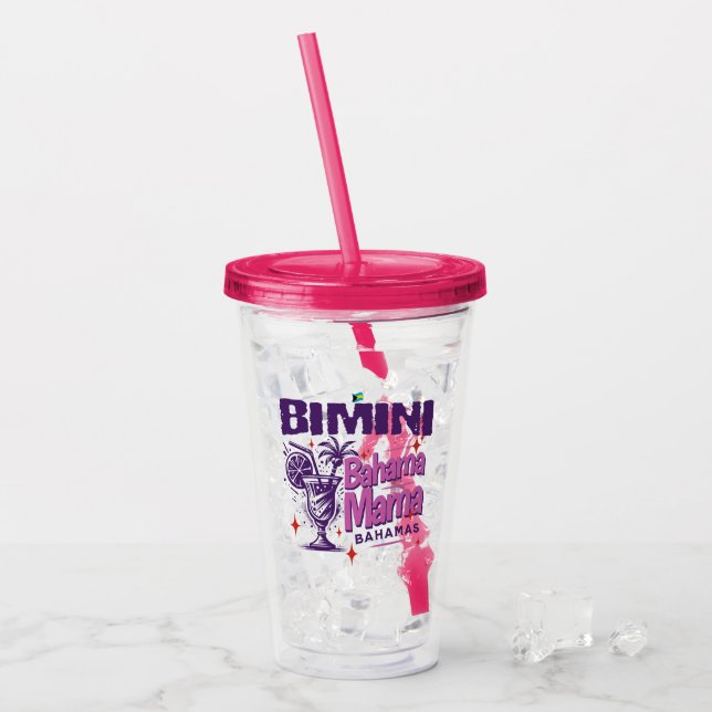 Vaso Acrílico Regalo de recuerdo de Bahamas : Bimini Bahamas Mam (Anverso (hielo))