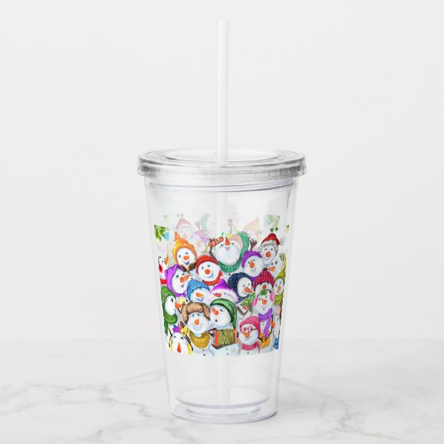 Vaso Acrílico Regalo de Tumbler acrílico para Navidades de Snowm (Anverso)