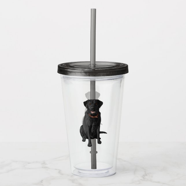 Vaso Acrílico Regalo del amante del perro del labrador negro (Anverso)