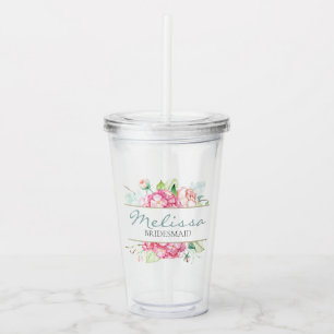 Vaso Acrílico Regalo floral romántico de la dama de honor de la