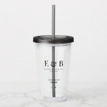 Vaso Acrílico Regalo Groomsman Monograma Boda Personalizado Negr<br><div class="desc">Regalo de tumbler acrílico boda personalizado monograma para los padrinos.</div>