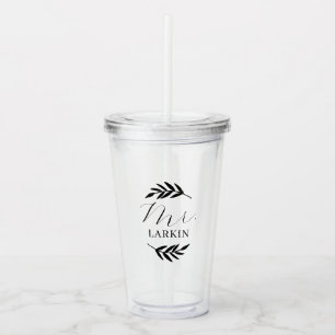 Vaso Acrílico Regalo para el Novio de Rama Rústica Sr. Monograma