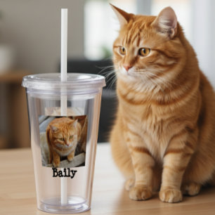 Vaso Acrílico Regalo Personalizado con Foto de Mascota Gato Perr