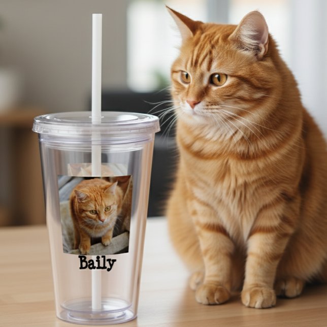 Vaso Acrílico Regalo Personalizado con Foto de Mascota Gato Perr (Subido por el creador)