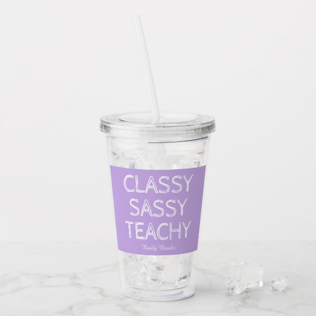 Vaso Acrílico Regalo personalizado para maestro morado (Anverso (hielo))