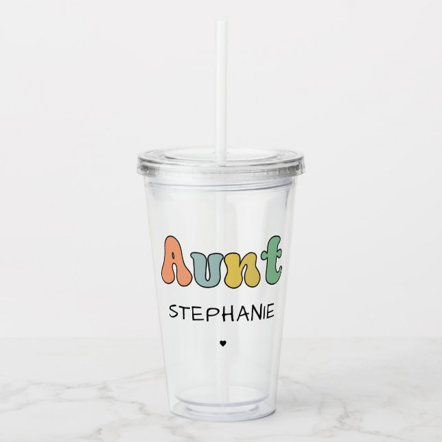 Vaso Acrílico Regalo personalizado tía Retro | Tía Personalizada (Anverso)