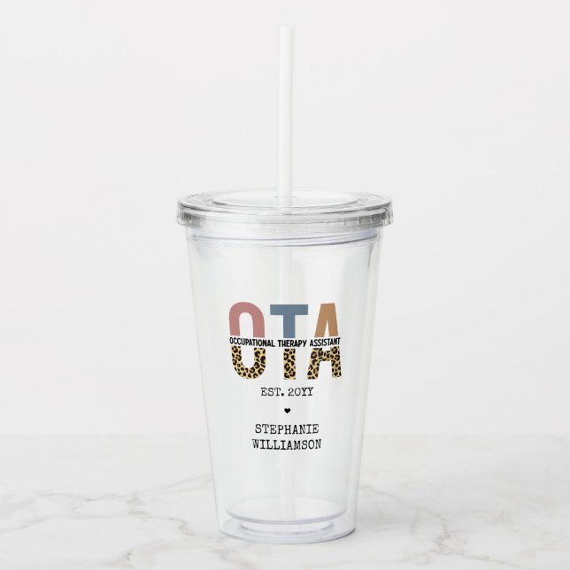Vaso Acrílico Regalos de personalizado OTA de Auxiliar de Terapi (Anverso)