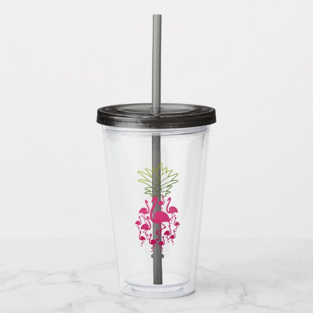 Vaso Acrílico Regalos Flamingo Cute Arcílico Tumbler (Anverso)