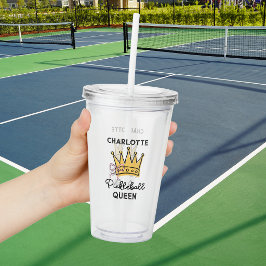 Vaso Acrílico Reina Retro de Pickleball Rosa Personalizado Mujer