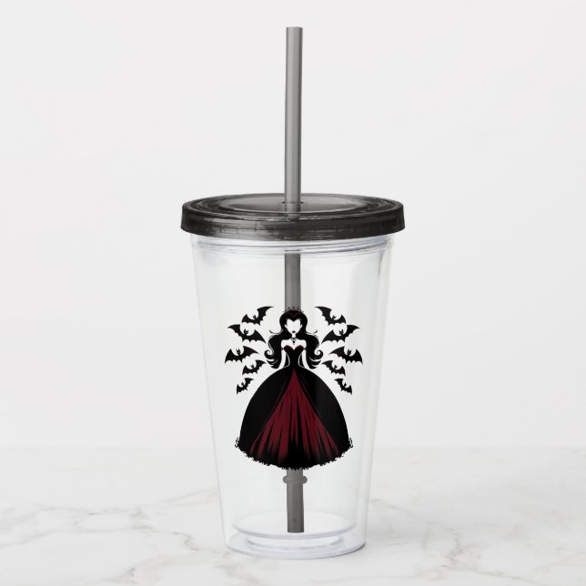 Vaso Acrílico Reina vampira Halloween (Anverso)