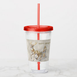 Vaso Acrílico Reindeer Sleigh Holiday Tumbler acrílico