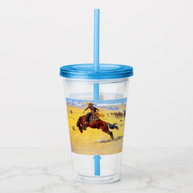 Vaso Acrílico Remington Old West Horse y Cowboy (Anverso)