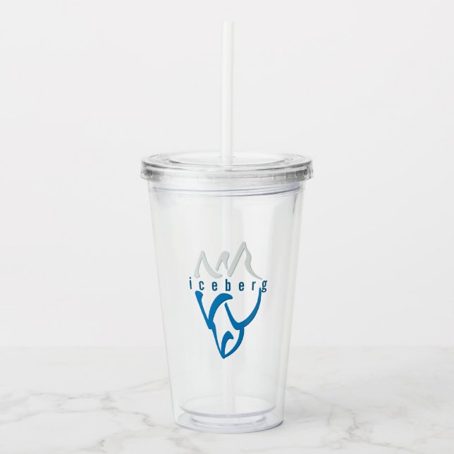 Vaso Acrílico Resumen azul Inspirador personalizado Iceberg (Anverso)