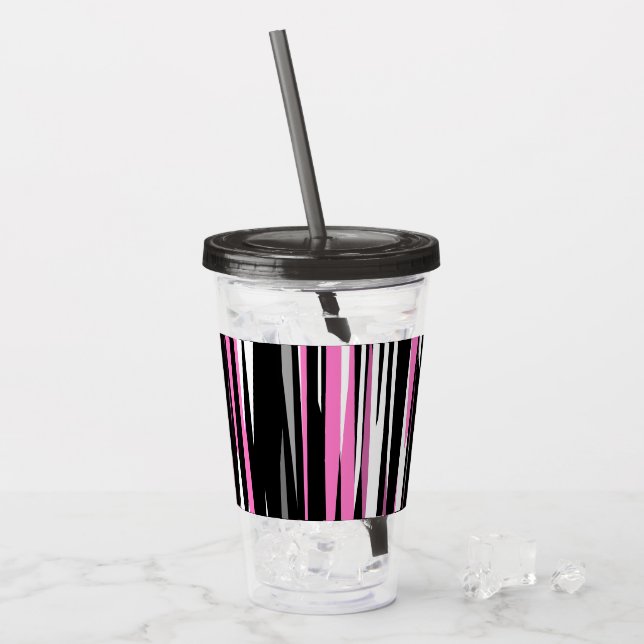 Vaso Acrílico Resumen blanco y negro rosado (Anverso (hielo))