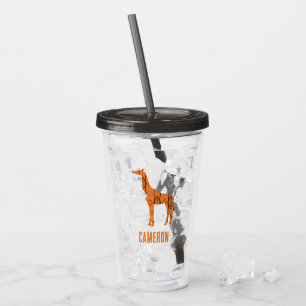 Vaso Acrílico Resumen monograma de silueta de jirafa