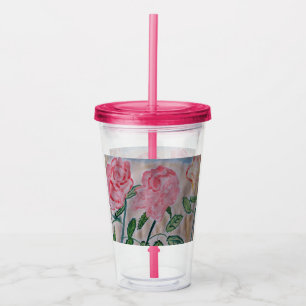 Vaso Acrílico Resumen Rosas de verano