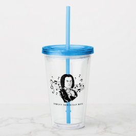 Vaso Acrílico Retrato de Johann Sebastian Bach / Bust con notas