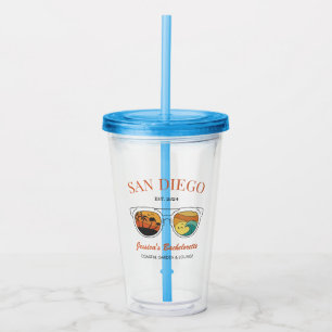 Vaso Acrílico Retro Beach Bachelorette Personalizado Bridesmaid 