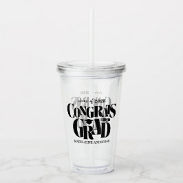 Vaso Acrílico Retro Congrats Grad Graduation Black
