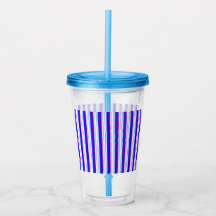 Vaso Acrílico retro eléctrico rayado azul y púrpura