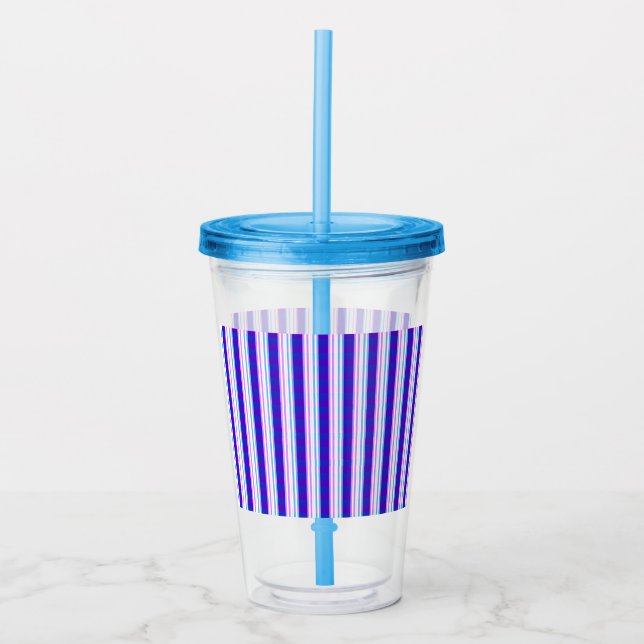 Vaso Acrílico retro eléctrico rayado azul y púrpura (Anverso)