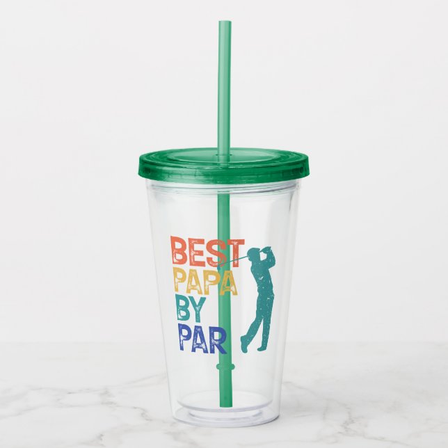 Vaso Acrílico Retro Golfer - Mejor Papa Por Par (Anverso)