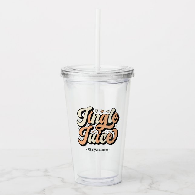 Vaso Acrílico Retro “Jingle Juice” Navideño Personalizado (Anverso)