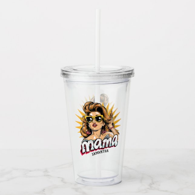 Vaso Acrílico Retro mamá pop Art 1 personalizado (Anverso)
