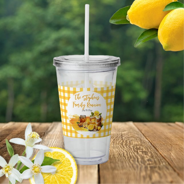 Vaso Acrílico Reunión familiar lúcida del té de jengibre de limó (Luscious Lemon Cake Ginger Tea Family Reunion Acrylic Tumbler)
