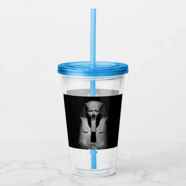 Vaso Acrílico Rey del faraón blanco y negro (Anverso)