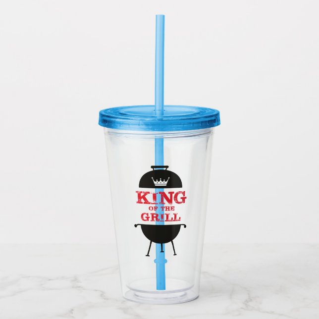 Vaso Acrílico Rey Del Grill, Rojo De La Corona Blanca Negra (Anverso)