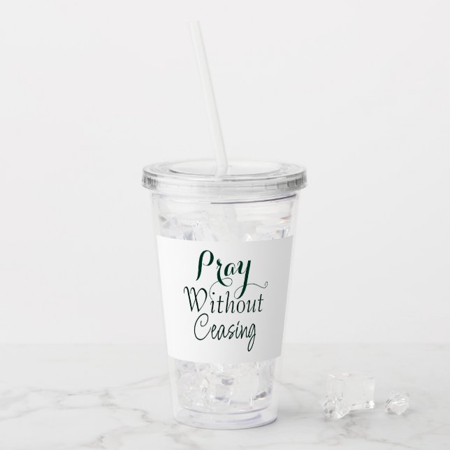 Vaso Acrílico Reza la Biblia contra la Oración Cristiana Verde y (Anverso (hielo))