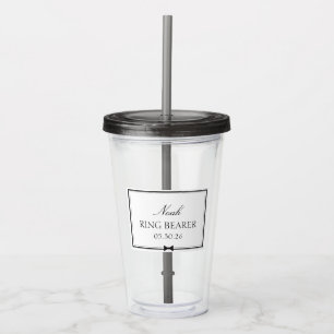 Vaso Acrílico Ring Bearer Niños Bodas Black & White Bowtie