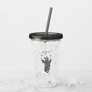 Vaso Acrílico Rinocerontes divertidos y lindos en monociclo