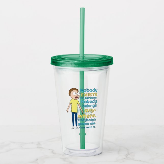 Vaso Acrílico RIQUEZA Y MORTY™| Nadie Existe A Propósito (Anverso)