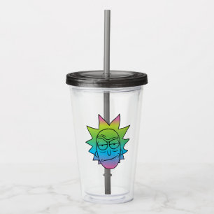 Vaso Acrílico RIQUEZA Y MORTY™ Patrón Rainbow Rick Head