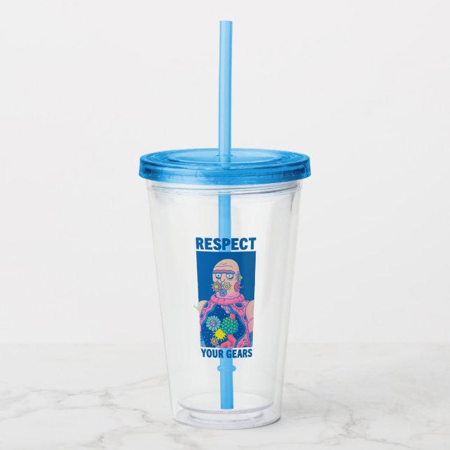 Vaso Acrílico RIQUEZA Y MORTY™| Respete sus engranajes (Anverso)