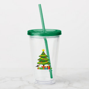 Vaso Acrílico Robin Y Los Coloridos Presentes Bajo El Árbol De N