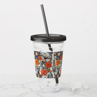 Vaso Acrílico Robots y flores brillantes