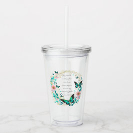 Vaso Acrílico Romanos 8:28 Flores y mariposas