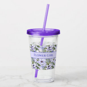 Vaso Acrílico Romántico Periwinkle Florals Lavender Flower Girl